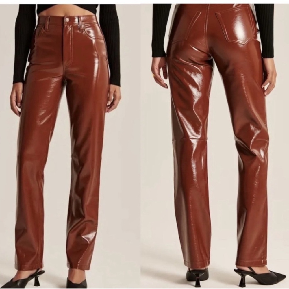 ABERCROMBIE & FITCH 90's Straight Ultra High Rise Curve Love Vegan Pants S 4 NWT